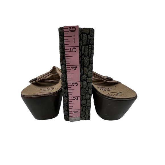 Abeo Brown Leather Adjustable Strap Wedge Slip On Sandals Size 8 Narrow Women's - Picture 7 of 8